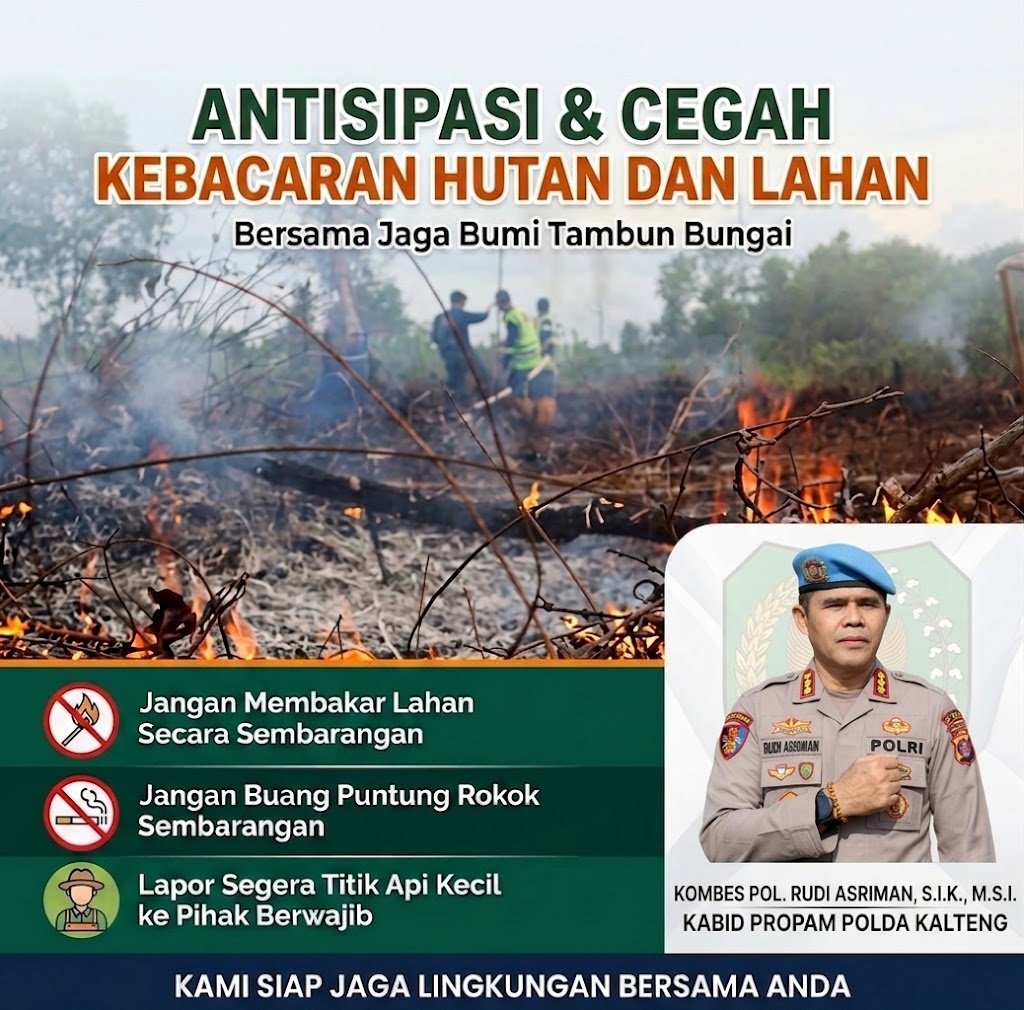 Seruan Bersama-Sama Atasi Dampak Kebakaran Hutan Dan Lahan Dibumi Tambun Bungai, Kabid Propam Polda Kalteng Ajak Semua Lapisan Masyarakat Bersatu Atasi Efek Asap Lebih Dini