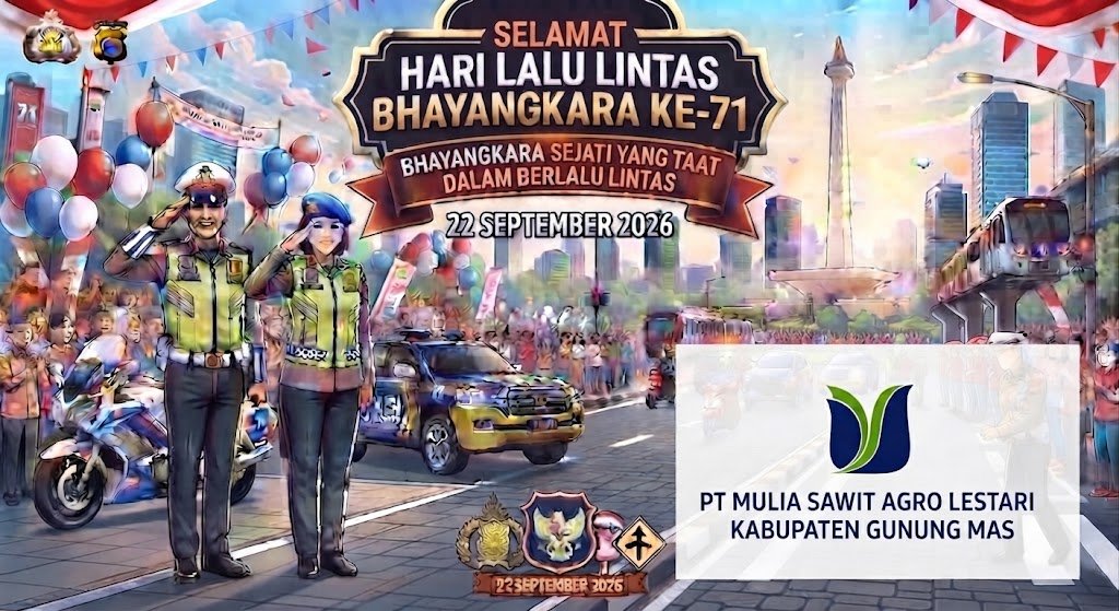Sinergi Kemanusiaan Dan Edukasi Humanis : PT Mulia Sawit Agro Lestari Kabupaten Gunung Mas Sampaikan Selamat Hari Lalu Lintas Bhayangkara ke-71