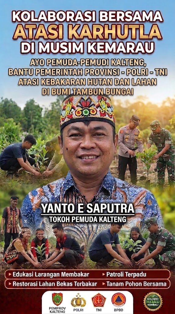 Atasi Kabut Asap,Tokoh Pemuda Kalteng,Yanto E Saputra Ajak Generasi Muda Kolaborasi Bersama Pemerintah-TNI-Polri