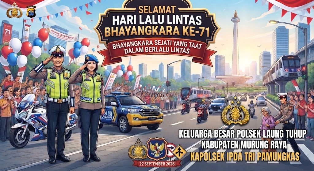 Keluargs Polsek Laung Tuhup Ucapkan Selamat Hari Lalu Lintas Bhayangkara Ke-71