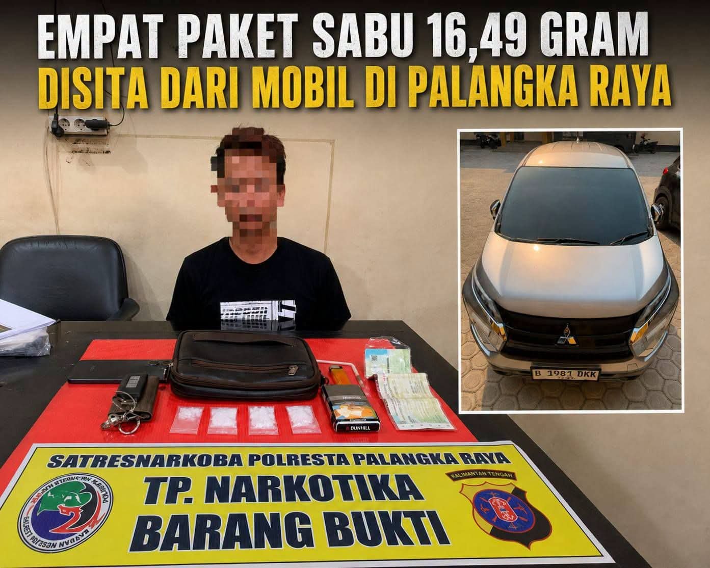 Bawa Sabu Di Mobil Xpander, Terduga Inisial S DiCiduk Satresnarkoba Palangka Raya